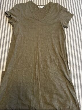 Wilt Olive Green V-Neck Slub Tee Dress